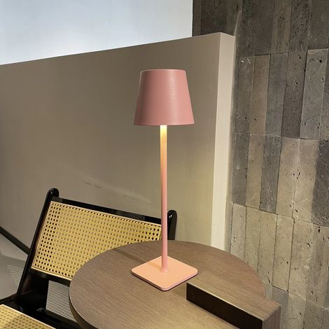 Lampe de bureau rechargeable USB (rose), interrupteur tactile étanche, convient aux chambres, hôtels et restaurants. (1/3)