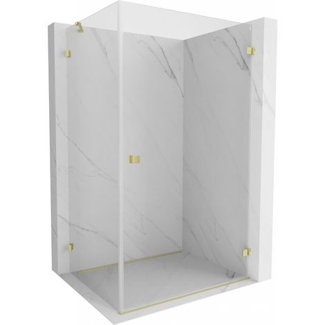 Mexen Lunar-B Duschkabine schwenkbar rechts 100 x 90 cm, transparent, gebürstetes Gold - 832-100-090-55-00-P