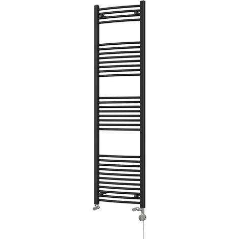 Zennor - Black Dual Fuel Towel Rail H1800mm x W500mm Thermostatic - Curved (1/3)