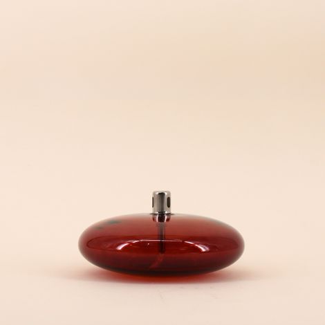 Lampe à huile ronde en verre soufflé bordeaux 18cm (1/4)