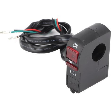 5V 2A Motorrad-Lenkerschalter mit Ein-/Ausschalter und wasserdichtem USB-Ladegerät für 22-mm-Lenker, wasserfeste Motorradleuchte, Motorradzubehör mit Schnellladeanschluss (1/5)
