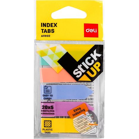 DELI Indices adhesivos de plastico 5x20h 43x12mm colores surtidos pastel