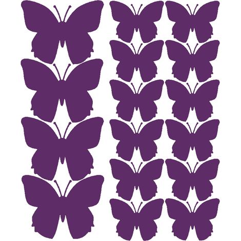 Pegatinas de pared con mariposas, 32 unidades, color morado mate. (1/2)