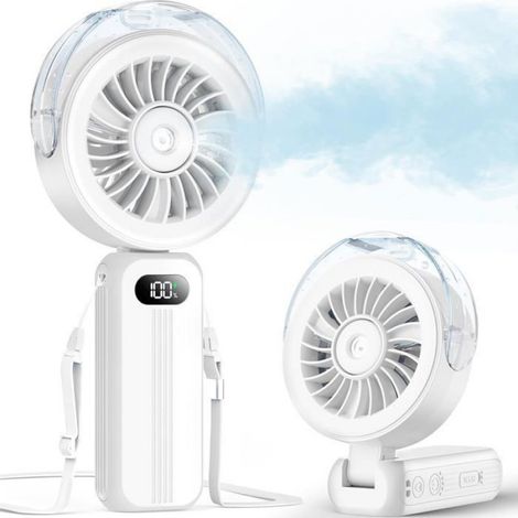 Ventilateur portable rechargeable - - Mini ventilateur - Puissant, 4 vitesses - Batterie 4000 mAh (1/5)