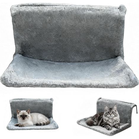 Lit pour chat pour chauffage - Hamac moelleux pour chat - Chaise longue chauffante pour chat - Pour radiateur de fenêtre - Montage mural - Balustrade de balcon - Lit chauffant pour chat - Lit suspendu (1/5)