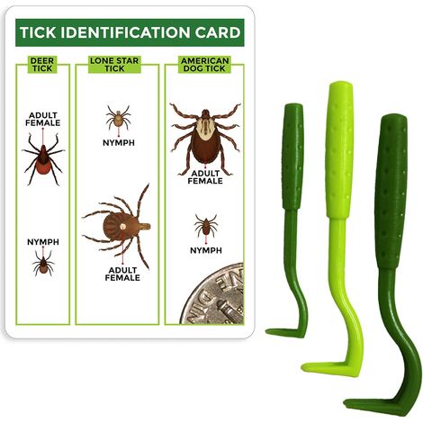 Kit de retrait de tiques TickCheck Valeur 3 - Outils de retrait de tiques + Carte d'identification de tiques - pour humains, chiens et chats (1 ensemble)