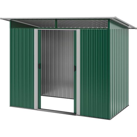 8.5 x 4ft Metal Shed with Lightsky Panels, Garden Storage Tool House with Double Doors for Garden, Patio Lawn, Green (1/5)