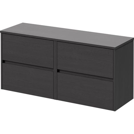 Wholesale Domestic Montego Graphite Grey 1200mm Wall Mounted Vanity Unit for Countertop Basins with 4 Drawers (1/5)