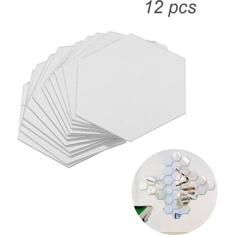 Stickers muraux miroirs hexagonaux amovibles - ZGEER - Décoration intérieure - Argenté - 8cm (1/4)