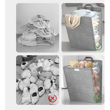 Nouvelle et excellente trouvaille : panier de rangement mural pliable et multifonctionnel pour vêtements (taille moyenne, gris) pour la maison et les dortoirs. (1/5)