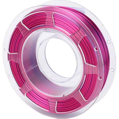 Filament PLA bicolore bleu et rouge violacé, 1,75 mm, 200 g, aspect soie, pour imprimante 3D (1/5)