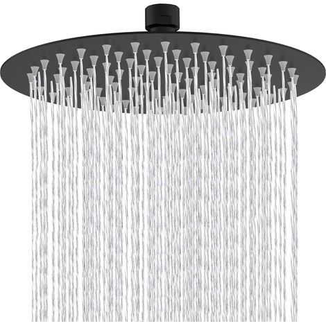 10 pouces pommeau douche Rond fixe tête de douche en acier inoxydable 304 Noir à 180 ° rotatif puissant Spray de pulvérisation de salle de bains Pommes de douche fixes (1/5)