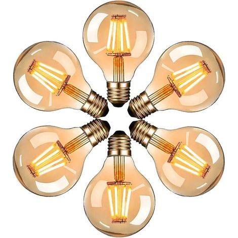 Ampoules LED Edison, Ampoule Vintage G80 E27 4W, Blanc Chaud 2700K, Ampoule Rétro à Filament,Non-Dimmable, Lot de 6 (1/5)