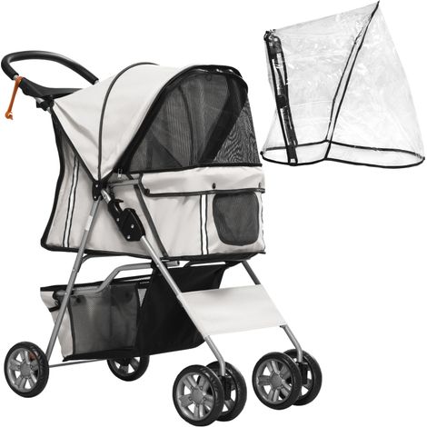 Accessoire pour chien, 2 portes, pliable, charge max 10 kg, gris, 75 cm, 45 cm, Poussette pour chiens Poussette pour chiens jusqu’à 10 kg Housse de