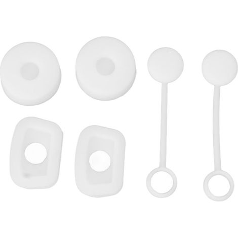 6 pièces Bouchons de Paille Réutilisables en Silicone, Couvercles Anti-Fuites pour Tasses Carrées et Rondes, Blanc (1/5)
