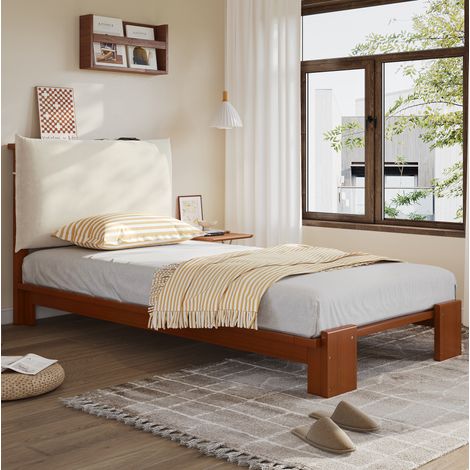 Cama individual tapizada con respaldo acolchado OKMYHOME (1/5)