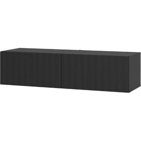 TV-Möbel Vetto, ein Regalboden, 2 Türen, 2 Fächer, 128x42x32h cm Schwarz