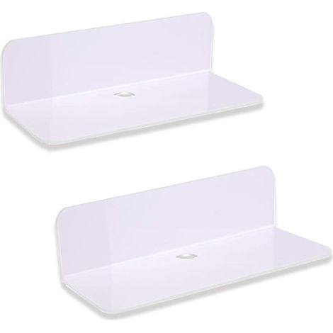 Sollbry Schwebende Wandregale – 2 Stück weiße, stanzfreie Wandregale, Aufbewahrungswandregale aus Acryl – 22,9 8,9 6,1 cm für Wohnzimmer, Küche, Schlafzimmer (1/5)
