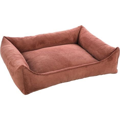 Panier pour Chien Rectangle Rose Saumon - 100x80x25cm - Lavable - Housse Amovible avec Fermeture - Fond Anti-dérapant (1/3)