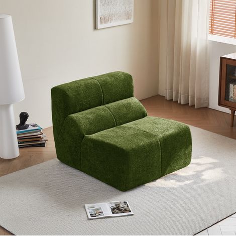 Sillón comprimido de terciopelo verde, espuma de alta densidad, 93 x 109 x 79 cm, OKWISH (1/5)