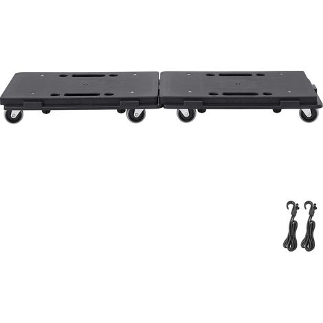 Diable déménagement 226,8 kg par unité, chariot roulant meubles lourds avec 4 roues robustes, patins roulants portables emboîtables, mini plateau noir, lot de 2 (1/5)