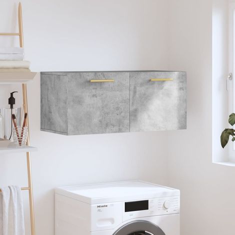 Armoire murale, Placard de Rangement Toilettes, Meuble Haut de Salle de Bain gris béton 80x36,5x35 cm bois d'ingénierie LKOWF99291 (1/5)