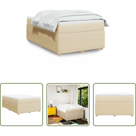 Matelas à ressorts ensachés - Sommier à lattes de lit avec matelas crème 120x190 cm tissu (1/5)
