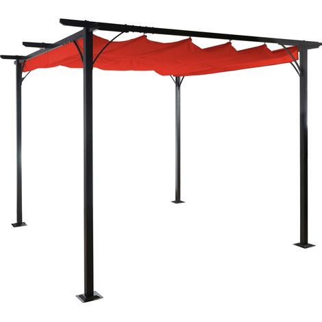 Pergola de jardin avec toit coulissant pavillon 3,5x3,5m couleur terracotta protection UV 50+ 040008114