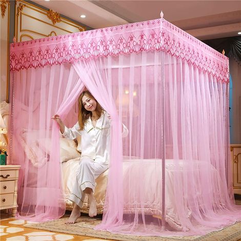 Moustiquaire en polyester, style princesse pour la maison, adaptée aux lits doubles et simples, avec outils de montage, dimensions : 1,5 x 2,0 mètres (1/5)