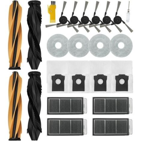 Accessoires pour dreame X50 Ultra Complete / L40s Pro Ultra/Mova V50 Ultra Complete Robot Aspirateur 2 jeux de brosses principales, 4 filtres, 6 brosses latérales, 4 serpillières, 4 sacs (1/4)