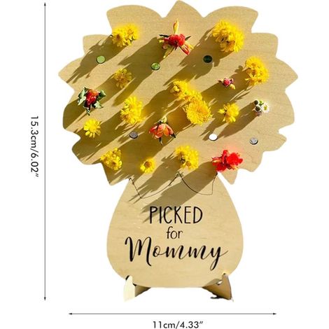 Selbstgemachtes Holztablett zum Muttertag, Blumenstraußständer, Geschenk für Mama (Blumen nicht enthalten). (1/5)