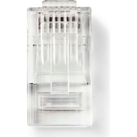 Conector RJ45  Masculino  Cableado UTP CAT6  Recto  Chapado en oro  10 uds.  PVC  Transparente  Caja