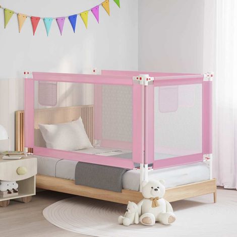 vidaXL Barandilla de seguridad cama de niño rosa tela 150x25 cm (1/5)
