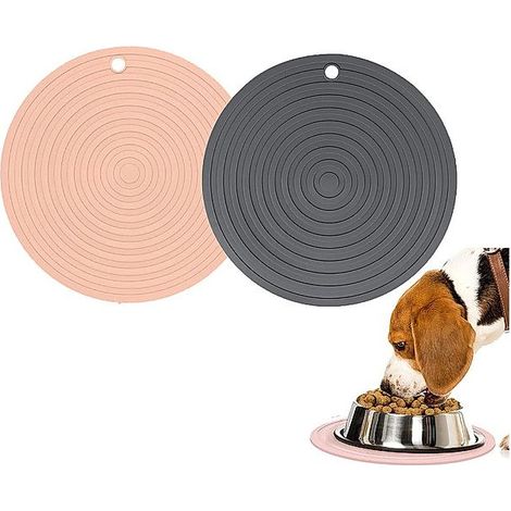 Tapis de gamelle silicone étanche et antidérapant pour chien et chat, rose, lot de 1 (1/5)