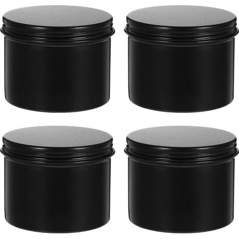 Lot de 4 pots ronds rechargeables en aluminium pour thé, bougies et autres objets à décorer soi-même.-6.5X6.5X5CM-Black (1/3)