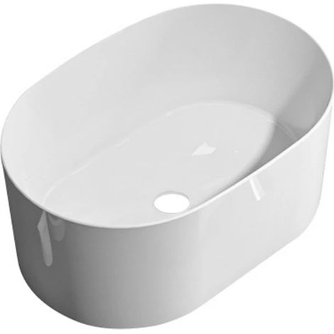 Lavabo da appoggio in ceramica bianco lucido 500x340x210 mm senza piletta (1/2)