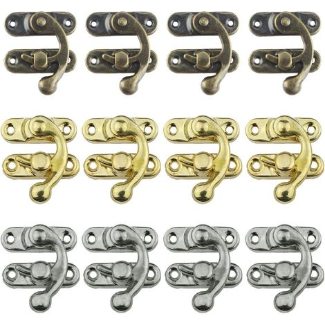 12 Pièces Fermoir Boite,Loquet à Rotation,Antique,Alliage de Zinc,Vis Incluses,Pour Boîtes Armoires Coffrets (1/5)