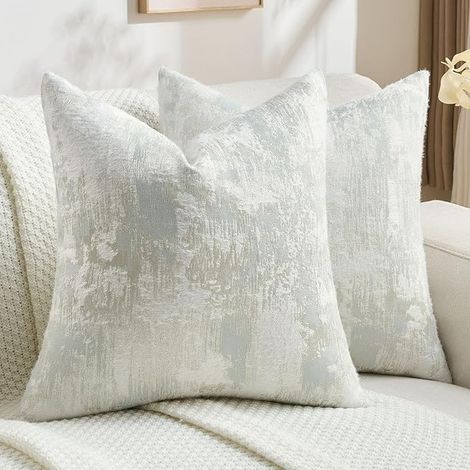 Housse Coussin 40x40 en Cachemire, Cushion Covers Décorative Maison, Carré De Simple, pour Chambre À Coucher Canapé, Bleu Clair (1/5)