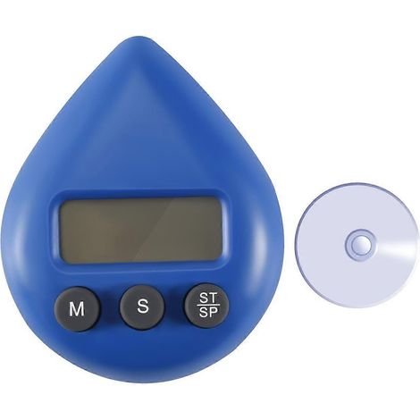 Horloge de salle de bain numérique étanche, minuterie de douche, affichage de la température et de l'humidité, compte à rebours visuel, horloge murale bleue (1/4)