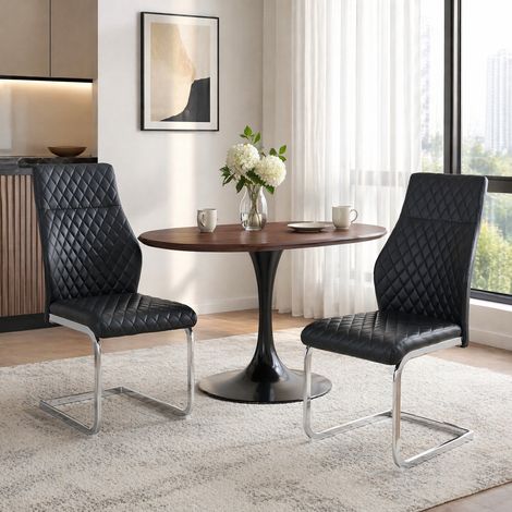 MEUBLIV 2er-Set Esszimmerstühle 43x63x100 cm, Schwarz – hohe Rückenlehne (1/5)