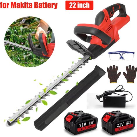 Taille-haie sans fil sur batterie 56 cm, 2 batteries 21 V, lame à double tranchant, faible niveau sonore, 1500 tr/min — Pour jardins et pelouses