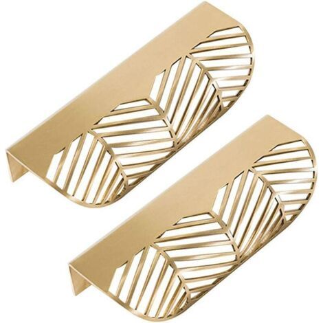 Feuille Forme tiroir Poignée en laiton Meubles Porte Bouton Pull Cabinet Armoire Poignée de porte ( 2PCS)