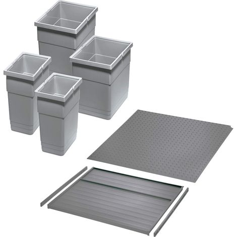 Ninka Abfalltrennsystem eins2vier KB 600 mm (2 x 6L / 2 x 13,5L) alugrau für Seitenstärke 16 mm (1/4)