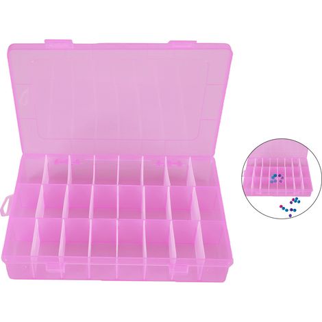 Boîte de Rangement Modulaire 24 Compartiments pour Bijoux et Accessoires - Rose (1/5)