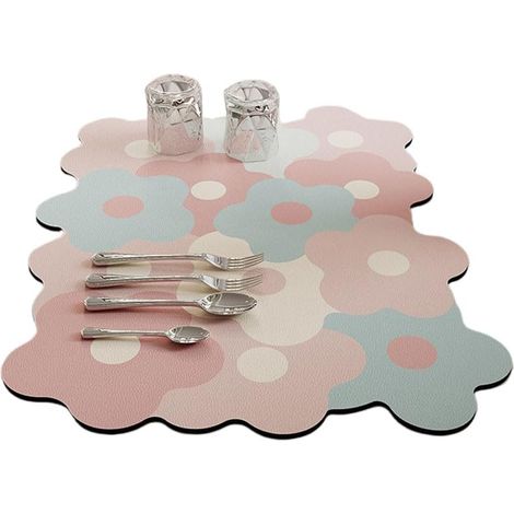Tapis Égouttoir Vaisselle, Fleurs Tapis de Séchage Vaisselle Super Absorbant, Tapis Évier Cuisine à Séchage Rapide, pour Les Comptoirs de Cuisine de Bar à Café (30x40cm) (1/5)