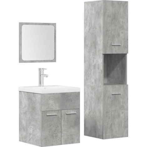 Juego muebles de baño 4 pzas madera contrachapada gris hormigón