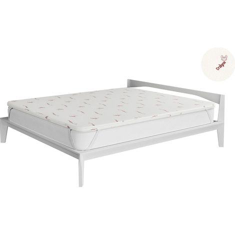 Topper Memory Con Fodera Matrimoniale 160x190 cm in Poliestere e Crabyon Bianco (1/4)