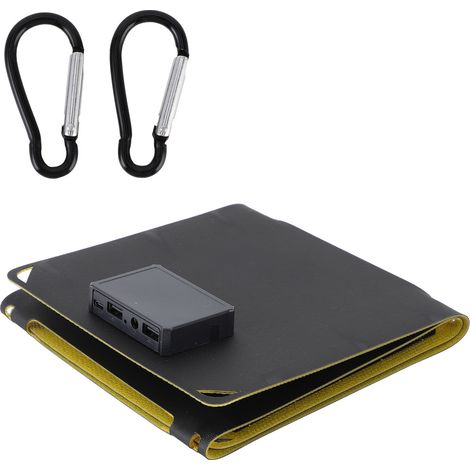 Tragbares, faltbares Ladegerät mit 20-W-ETFE-monokristallinem Solarpanel, IP65-zertifiziert wasserdicht, für Wandern, Camping und Trekking, fluoreszierendes Gelb. (1/4)