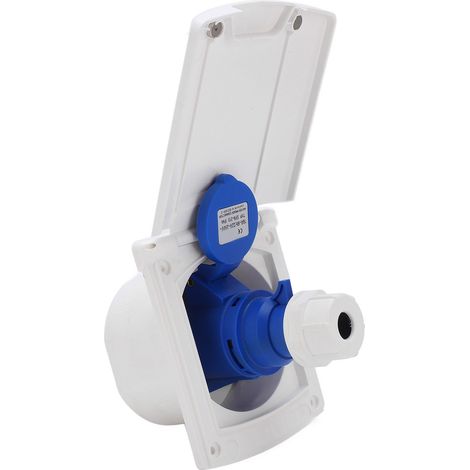 Prise électrique extérieure 3 broches étanche encastrable blanc 220V‑250V 16A (1/5)