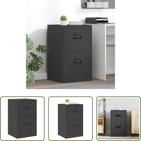 Dokumentenschrank - Aktenschrank Schwarz 45,5 x 42 x 74,5 cm Kaltgewalzter Stahl (1/5)